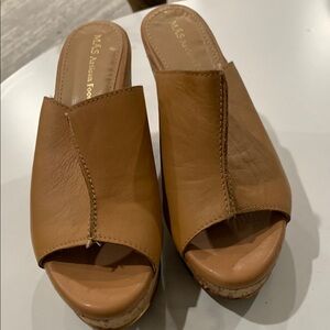 Mas Artisan Tan Leather Mules with Block Heel